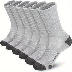 5 Pairs Men's Solid Crew Socks Breathable Comfy Casual Unisex Socks