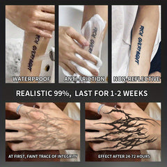 Dark Gothic Waterproof Temporary Tattoo Stickers for Arms Legs & Palms