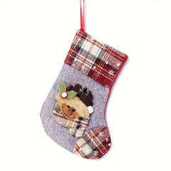 3 Piece Christmas Stocking Set Santa Claus Snowman Elk Socks Set