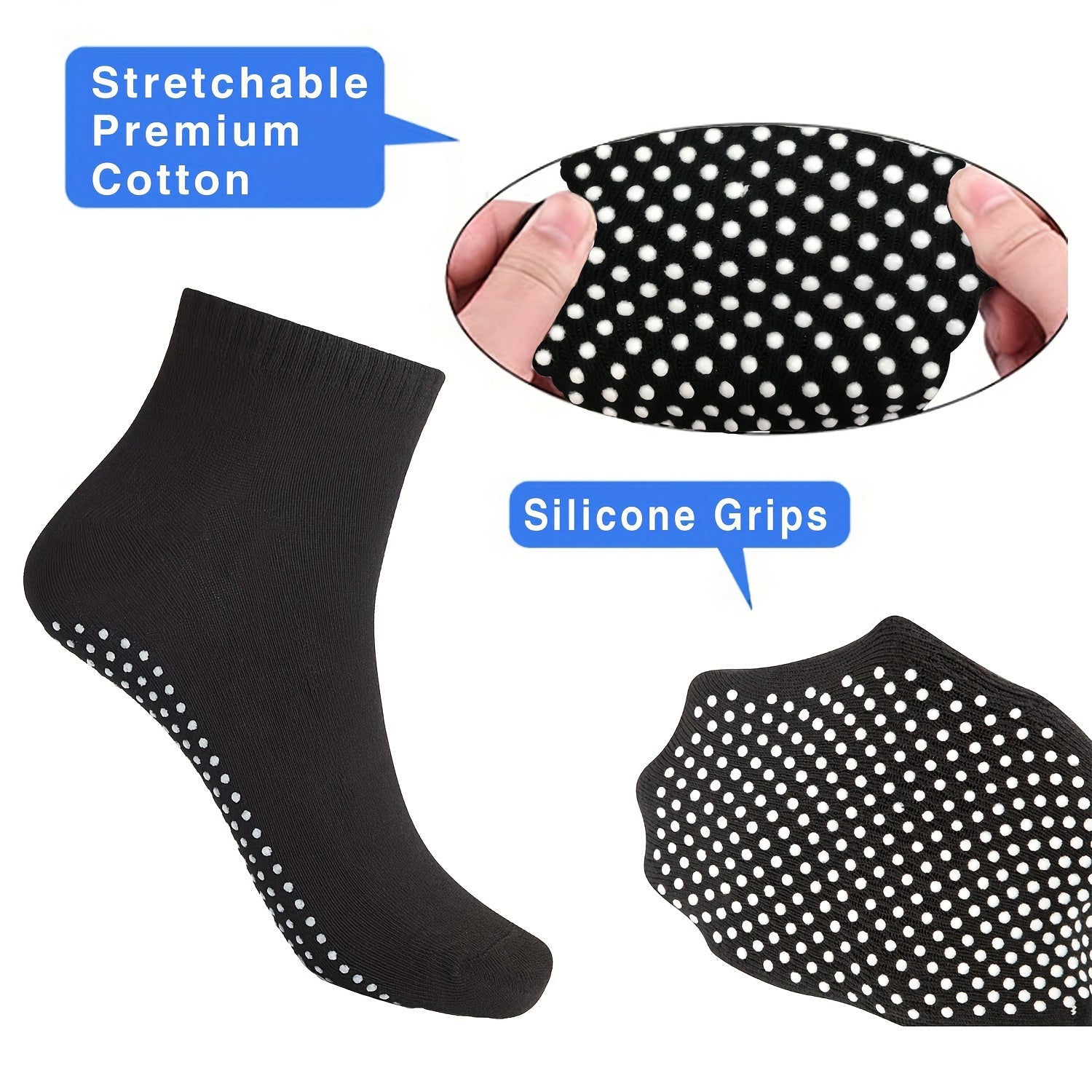 Non Slip Grip Yoga Socks - Anti Skid Grip Socks - Home Workout Socks