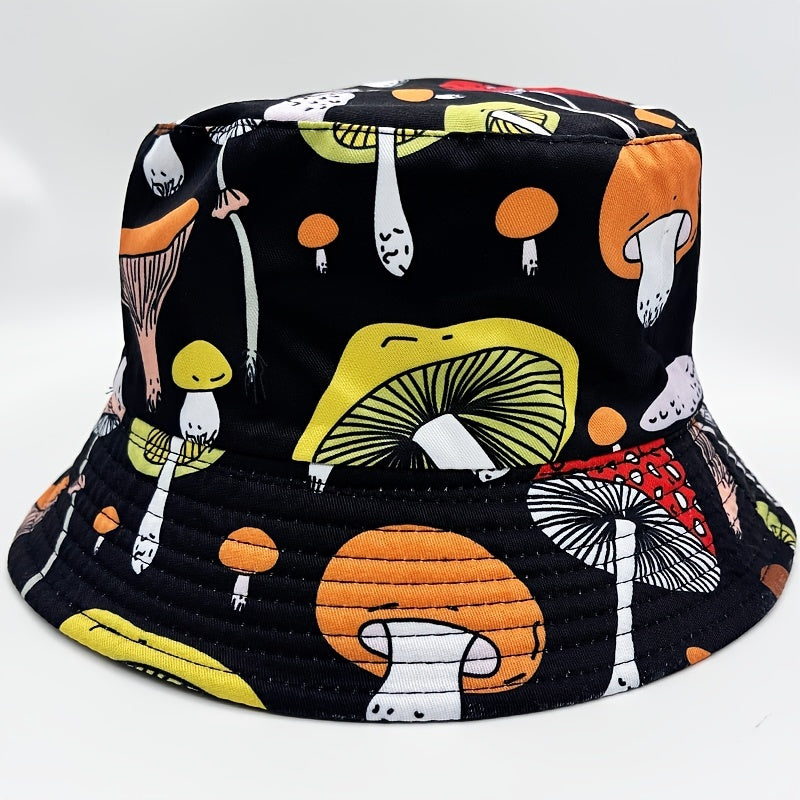 Cartoon Mushroom Print Fisherman Hat Sun Protection Hat