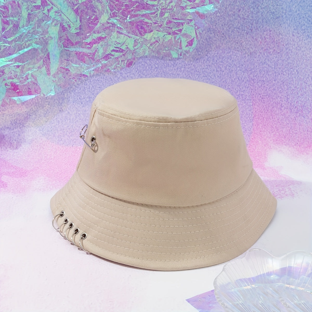 Punk Fisherman Cap Hip Hop Solid Casual Bucket Hat Unisex Sun Hat