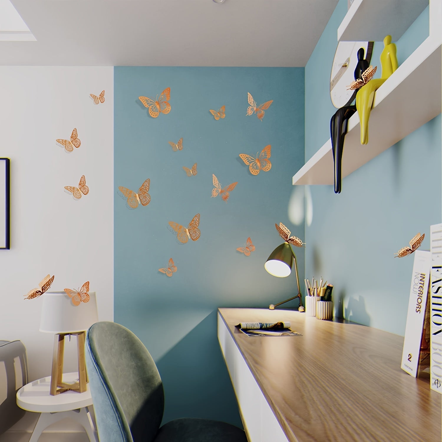 12pcs 3D Golden Butterfly Wall Decor - Perfect for Birthday Party & Nursery