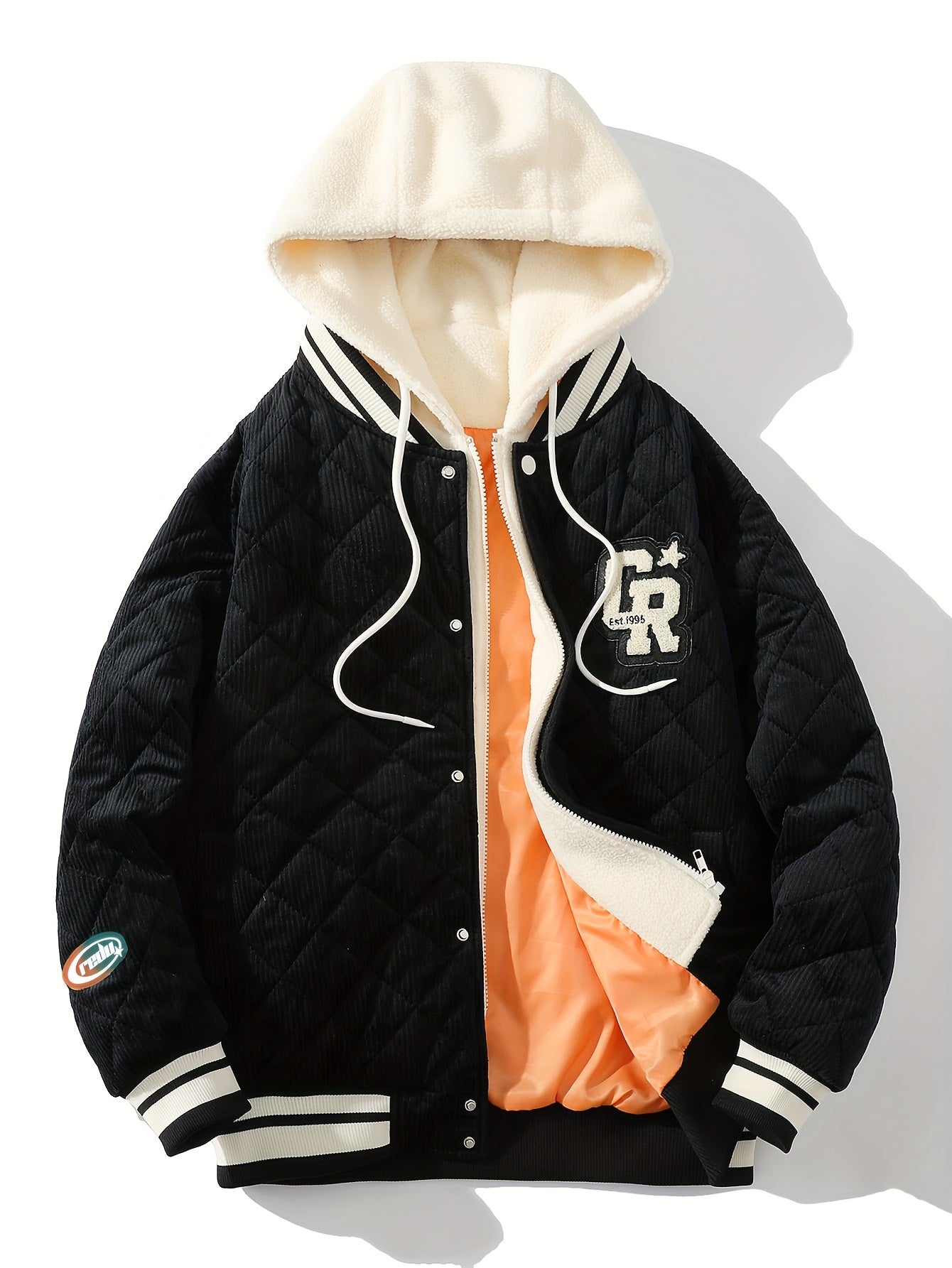 Men's Warm Double Sided Hooded Coat Fleece Hood Jacket