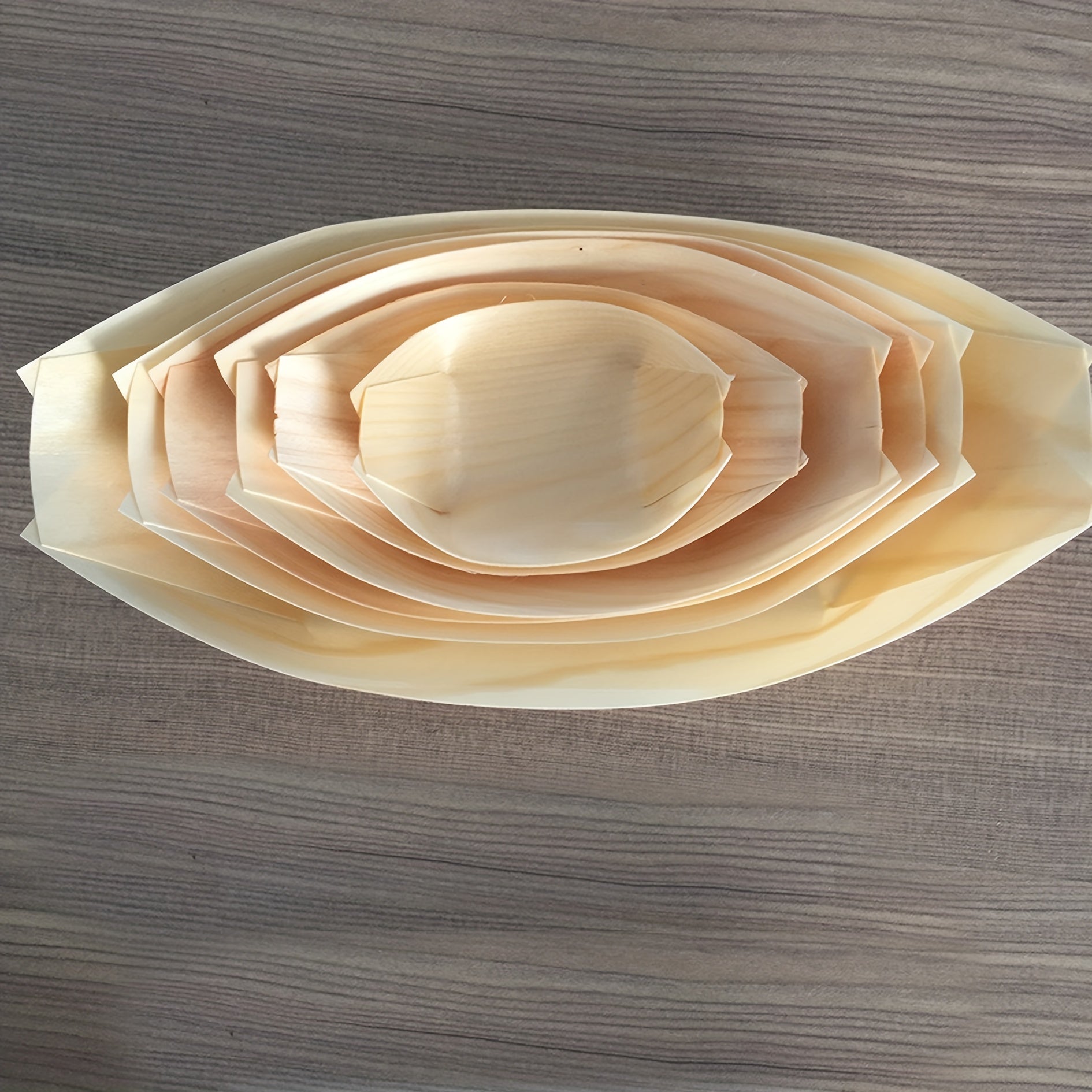 50pcs Compostable Biodegradable Wood Boat Plates for Parties