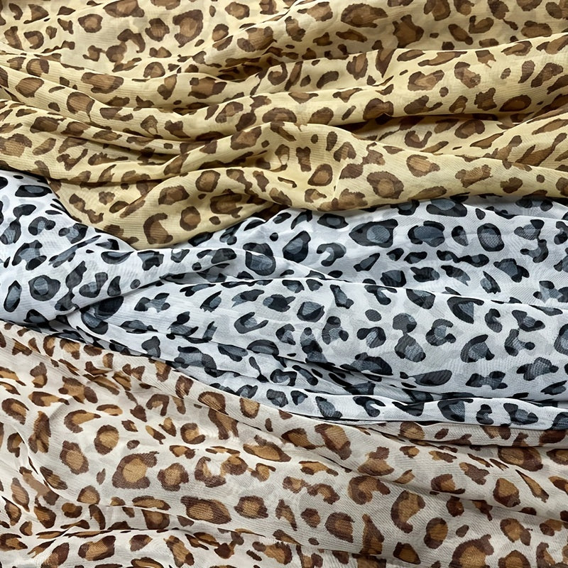 Leopard Print Scarf Thin Gauze Shawl Casual Sunscreen Head Wrap