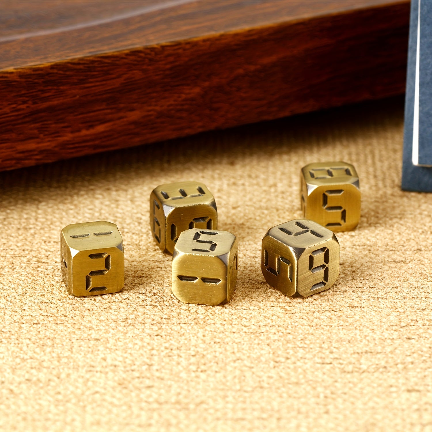 0.5in 6-Sided Arabic Numeral Metal Dice for Farkle Mahjong Game Golden Bronze
