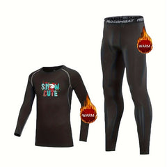 Kids Fleece Lined Compression Set Christmas Snowman Leggings & Tops S