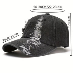 Distressed Denim Baseball Cap Tassel Sunscreen Dad Hat