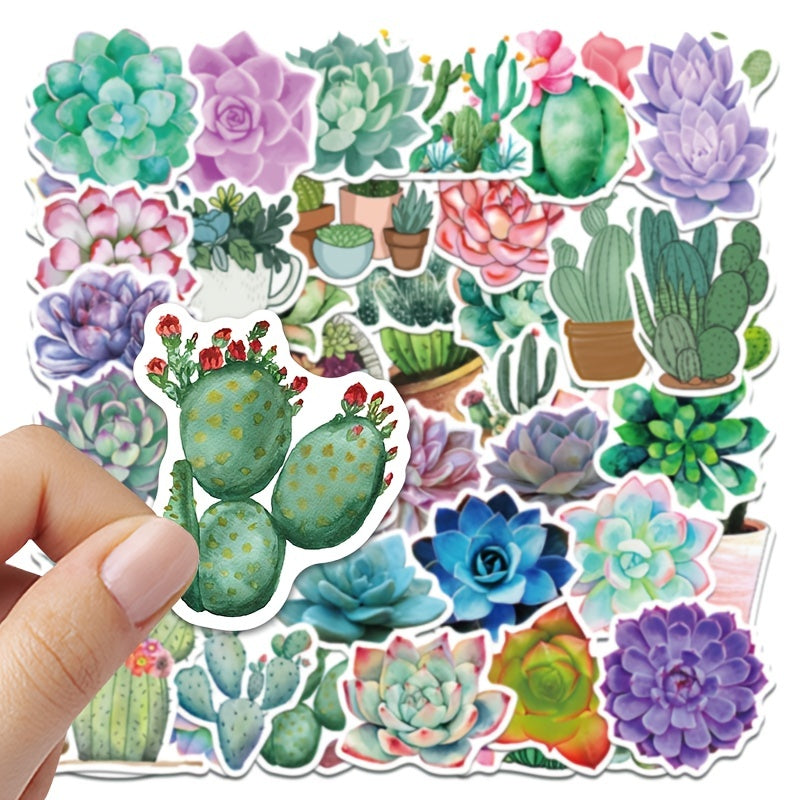50 Sheets Succulent Cactus Waterproof Stickers Self Adhesive Decoration