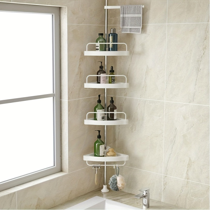 4 Tier Corner Shower Caddy Telescoping Rod Shower Rack