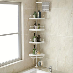 4 Tier Corner Shower Caddy Telescoping Rod Shower Rack