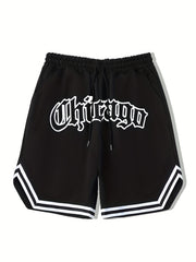 Men's Chicago Graphic Drawstring Stretchy Short Pants