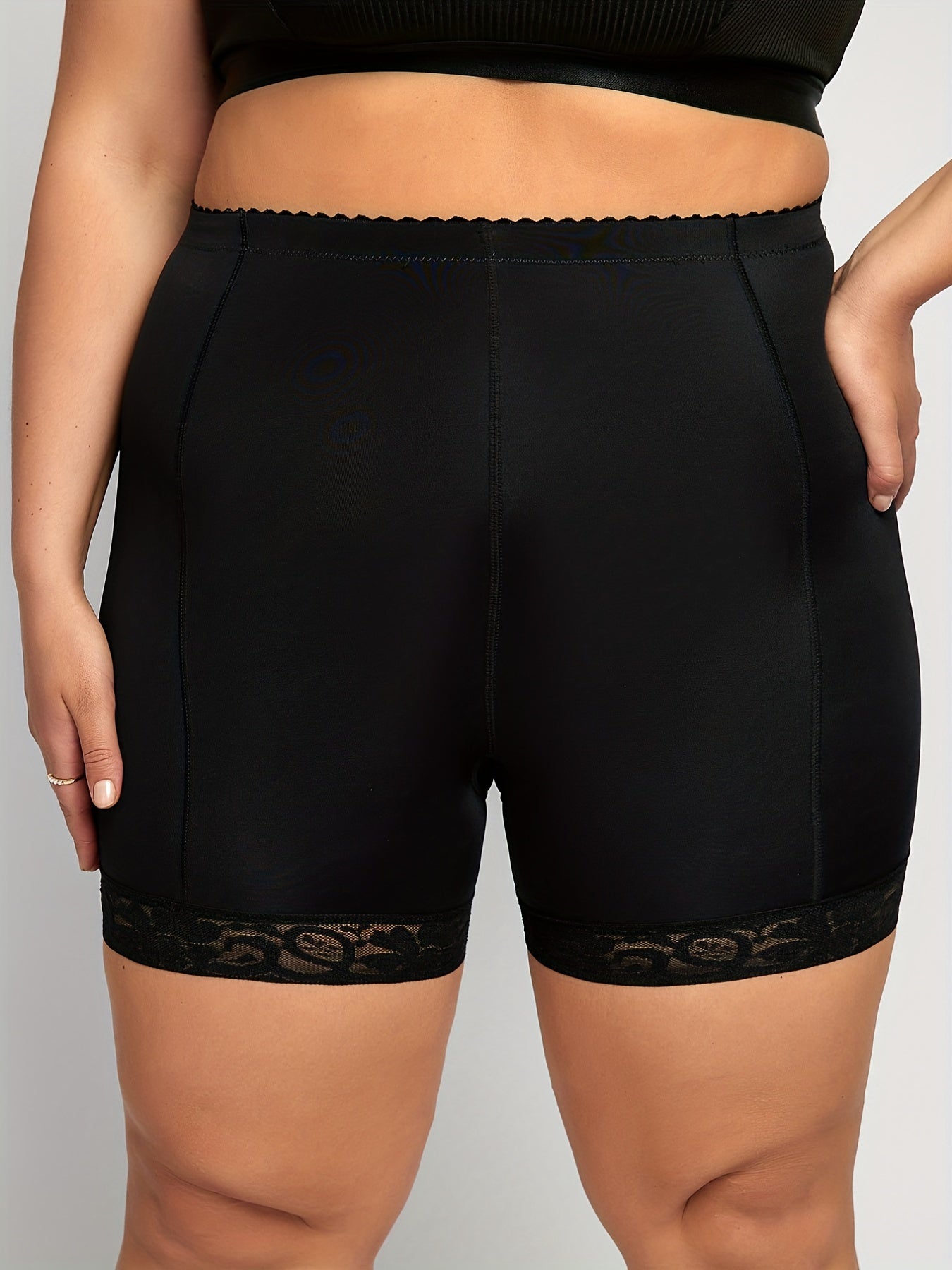  Lace Trim High Rise Tummy Control Boy Shorts