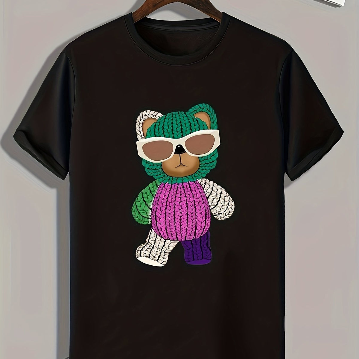 Bear Print Men's Graphic T shirt Casual Comfy Tees For Summer