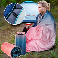 Fluffy Camping Blanket Gradient Picnic Mat Warm Blanket Outdoor Travel