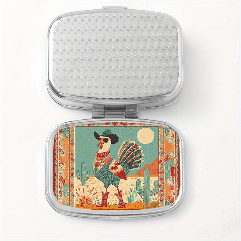 Thanksgiving Square Pill Box Dual Compartments Portable Medicine Organizer