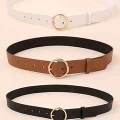 3pcs Round Pin Buckle Belt Casual Jeans Pants Belts