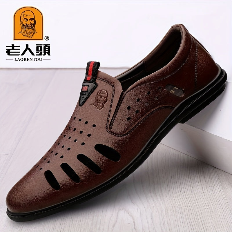 LAORENTOU Leather Loafer Shoes Lightweight Non Slip Casual Shoes