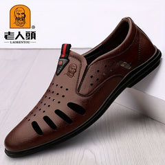LAORENTOU Leather Loafer Shoes Lightweight Non Slip Casual Shoes