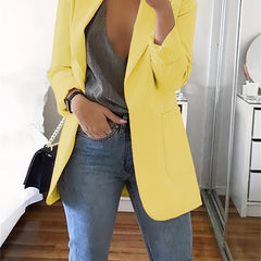  Casual Blazer Women's Solid Long Sleeve Suit Coat