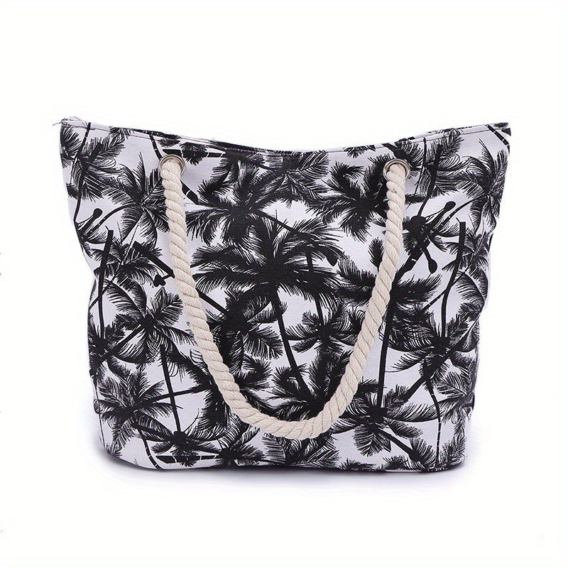 Coconut Tree Beach Shoulder Bag Women's Large Capacity Canvas Handbag