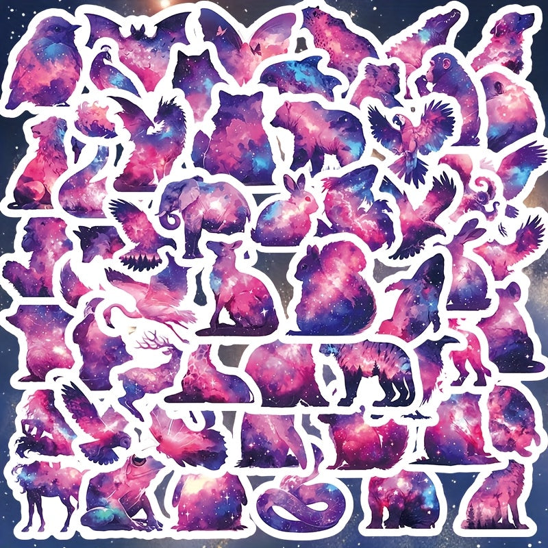 55pcs Animal & Galaxy Star Reusable Stickers for Phone Cases & Luggage