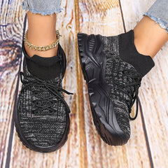Breathable Knit Women's Running Shoes Lace up Non Slip Casual Sneakers