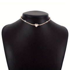 Glitter Rhinestone Love Necklace for Prom