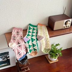 Geometric Print Mid Tube Socks, Set of 3