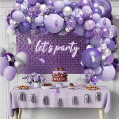 145pcs Purple Balloons Garland Arch Kit Baby Shower Butterfly Decorations
