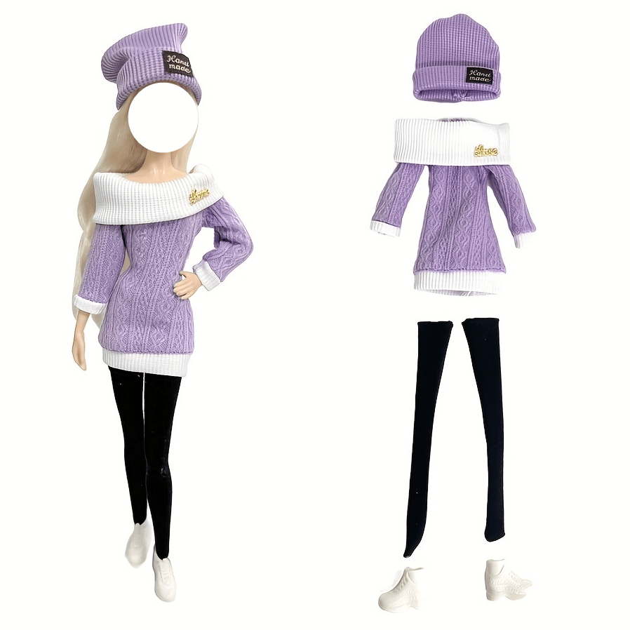 Pink Knitted Dress Coat Set for 11-29 Inch Doll