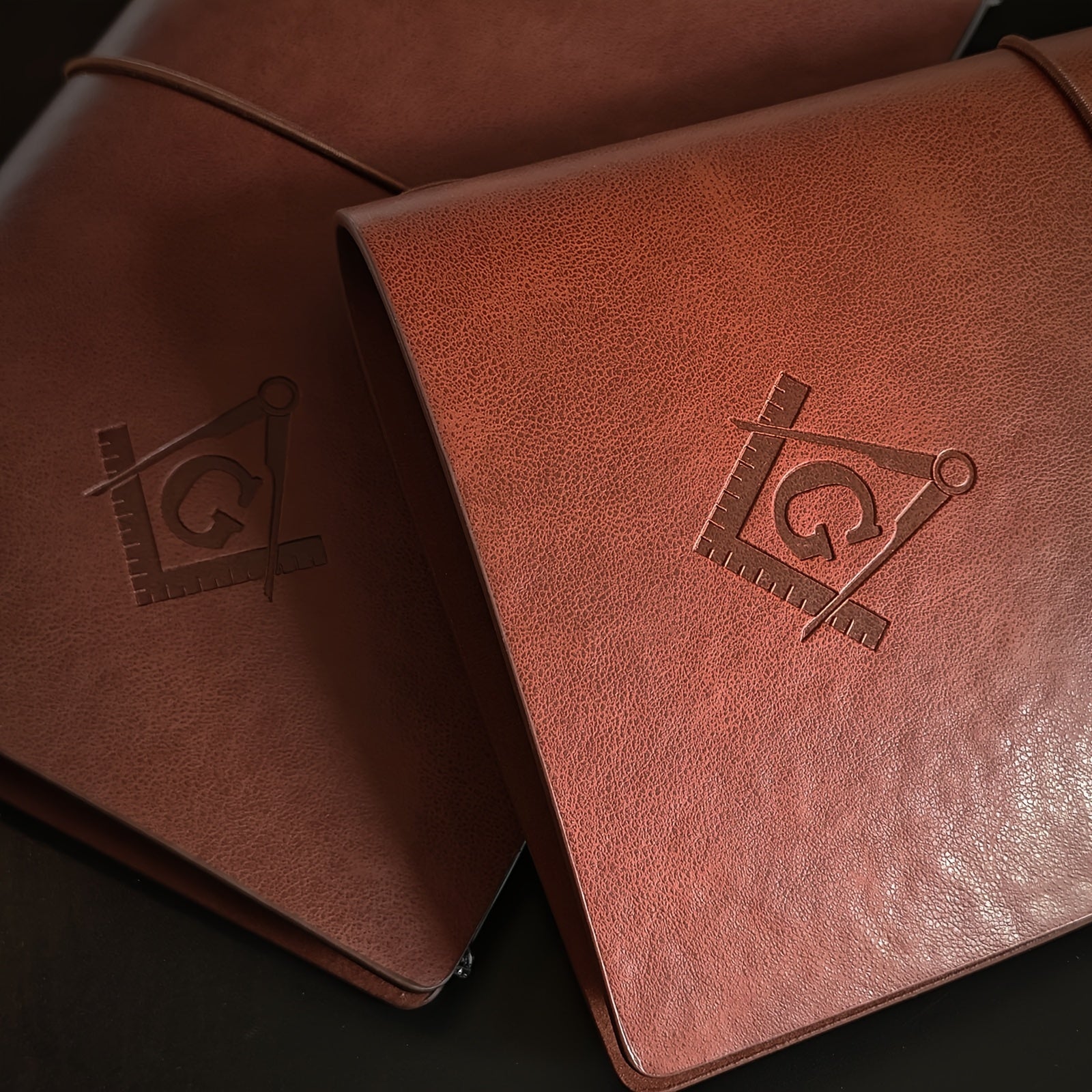 Brown Leather Masonic Journal Soft Cover Embossed Symbol