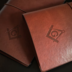 Brown Leather Masonic Journal Soft Cover Embossed Symbol