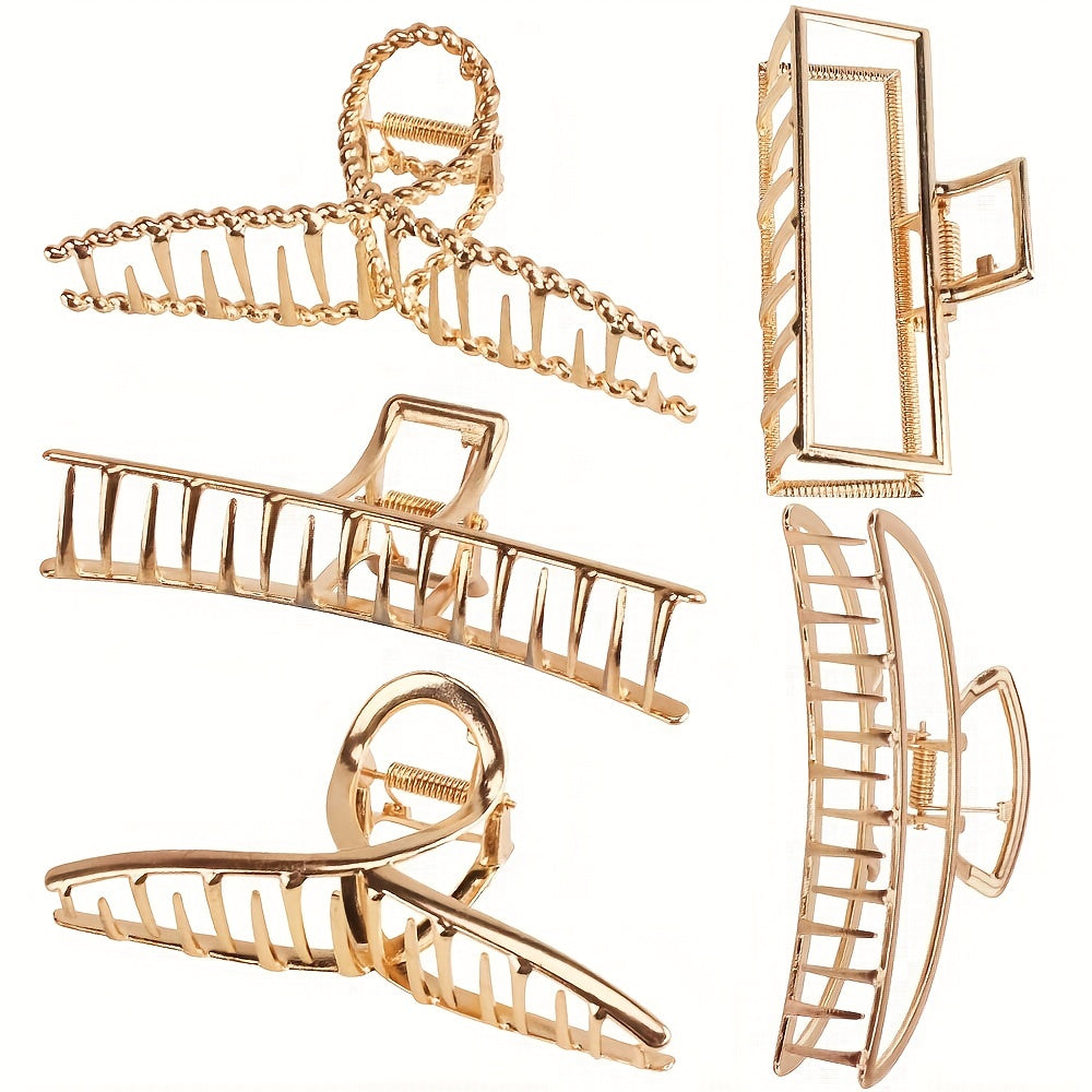 Golden Metal Hair Claw Clip Strong Hold Grip Hair Jaw Clip