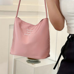 Pink Letter Embroidered Tote Bag Women's Handbag