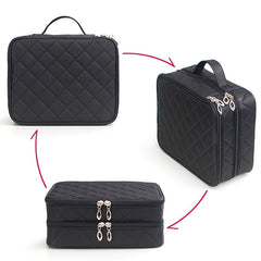 Large Capacity Double Layer Makeup Bags Organizer Travel Multifunctional