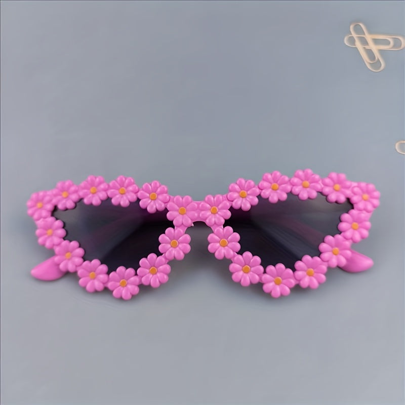 Daisy Flower Sunglasses for Toddler Kids Cat Eye Party Shades