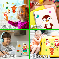 6pcs Christmas Santa Claus Face Changing Stickers DIY Puzzle Stickers