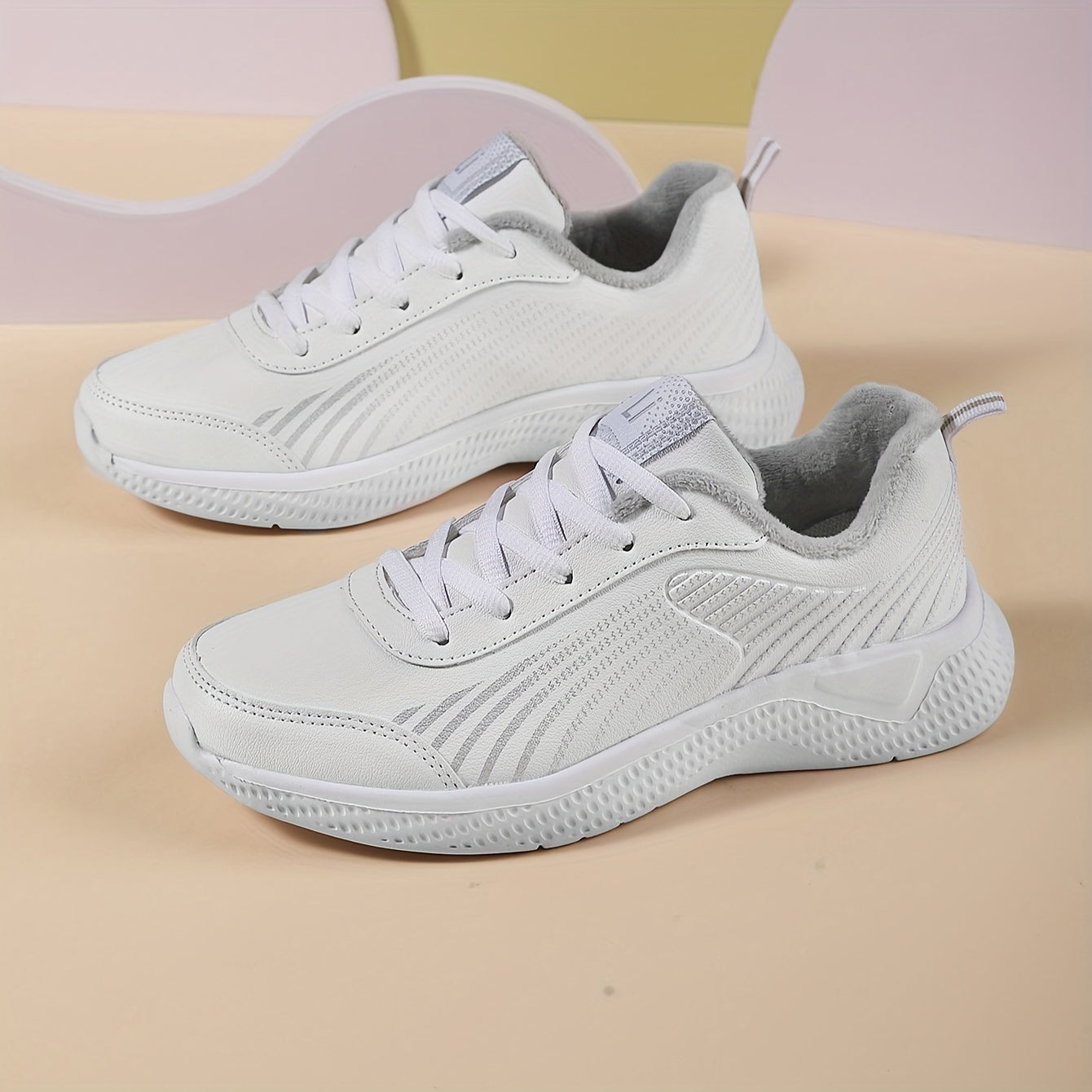 Women's Plush Lined Thermal Furry Running Shoes Casual Winter Sneakers