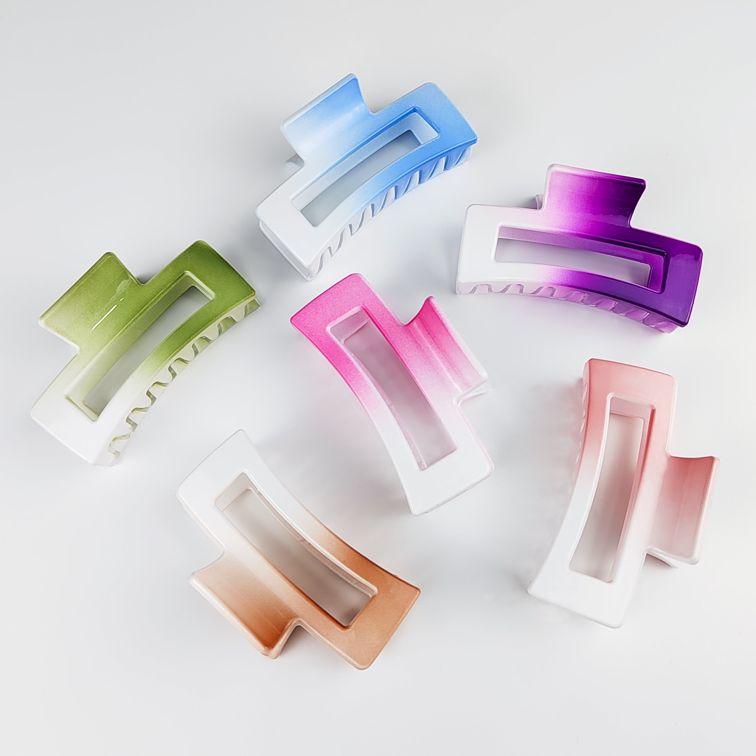 Rectangle Gradient Hair Claw Clip Non Slip Strong Hold Grip Hair Jaw Clip