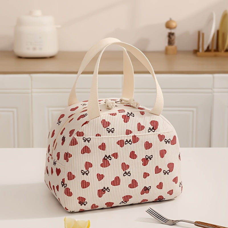 Large Capacity Insulated Lunch Bag, Beige, Portable & Stylish, Durable Tin Mater