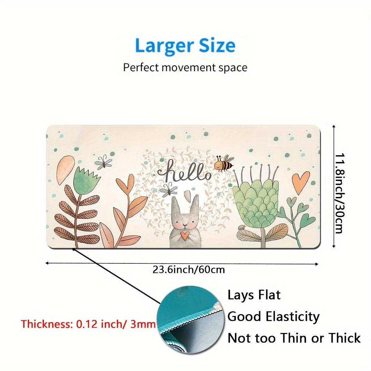 Rabbit Pattern Large Mouse Pad Anti-Slip Office Pad