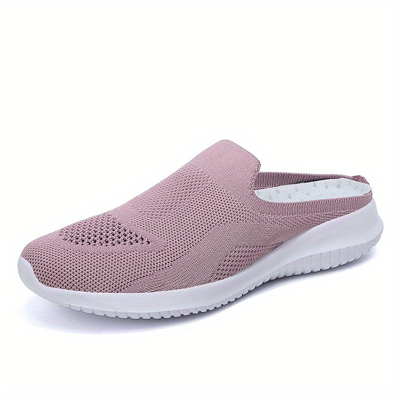 Women's Knit Mule Sneakers Slip On Comfortable Shoes Solid Color
