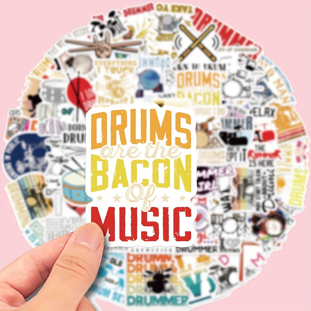 50pcs Rock Music Drum Waterproof Graffiti Stickers for Christmas Gift