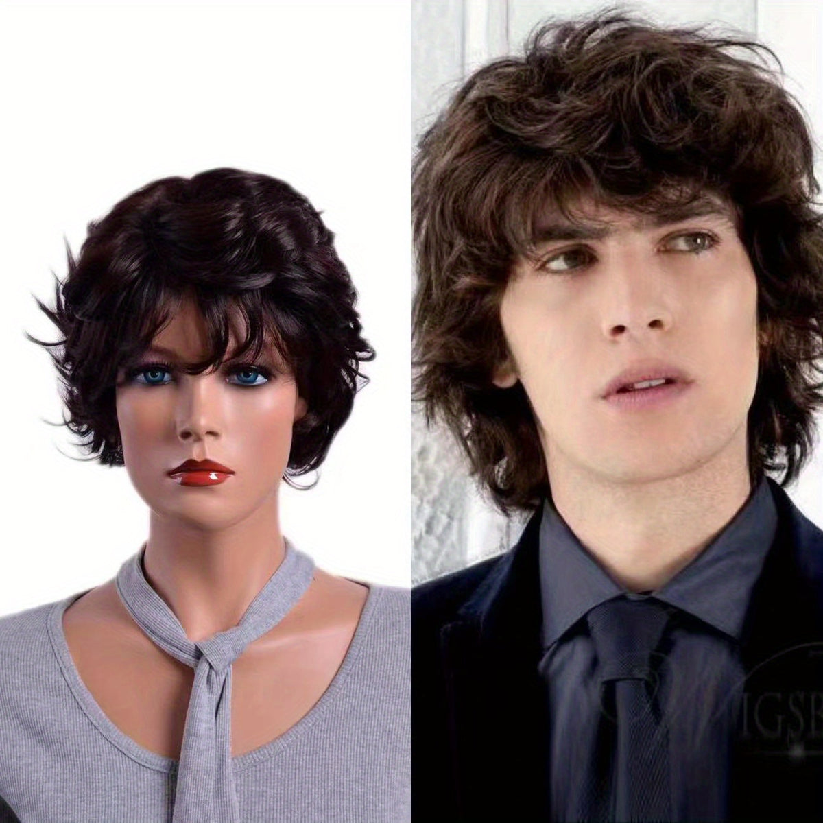 Short Curly Hair Unisex Synthetic Fiber