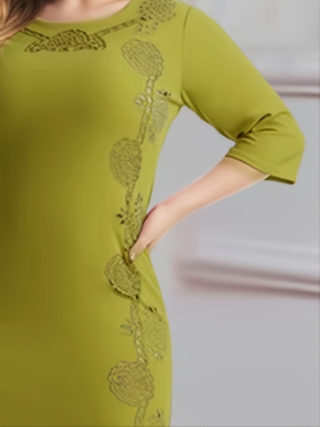  Hollow Out Half Sleeve Midi Dress