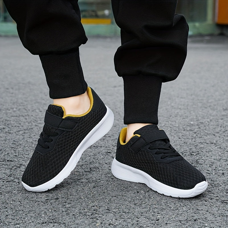 Boys' Ultralight Cushioned Sneakers Hook Loop Fastener Breathable Non Slip Shoes