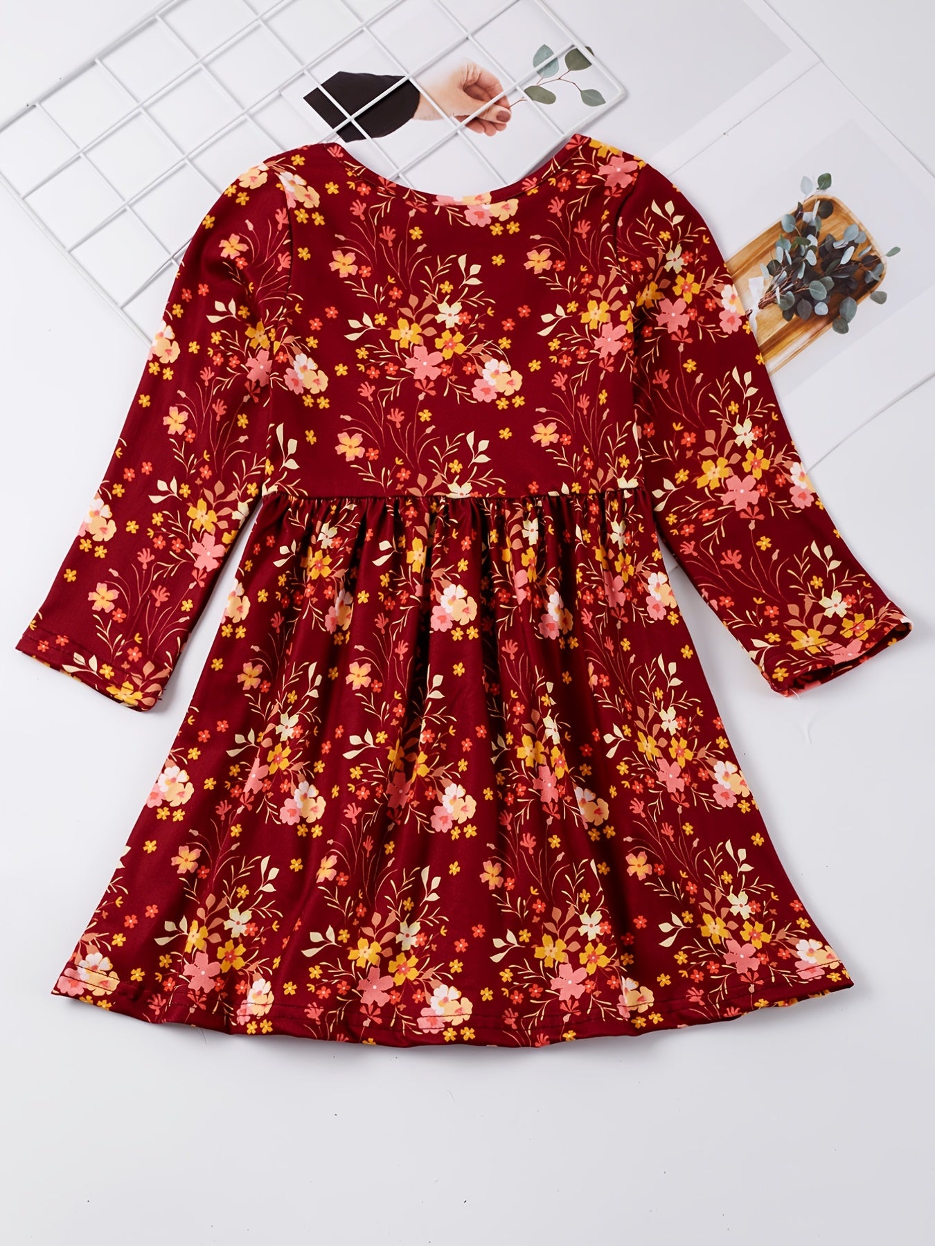 Floral Graphic Princess Dress for Toddlers Girls