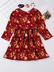 Floral Graphic Princess Dress for Toddlers Girls